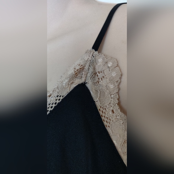 Vintage Fredericks of Hollywood Black Slip Negligee Dress LACE UP BACK Large - Picture 7 of 16